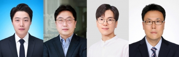 왼쪽부터 서울대학교 재료공학부 임현우 박사(제1저자), 서울대학교 재료공학부 김진영 교수(교신저자), 국민대학교 응용화학부 이찬우 교수(교신저자), 한국과학기술연구원 유성종 박사(교신저자). (출처=서울대)