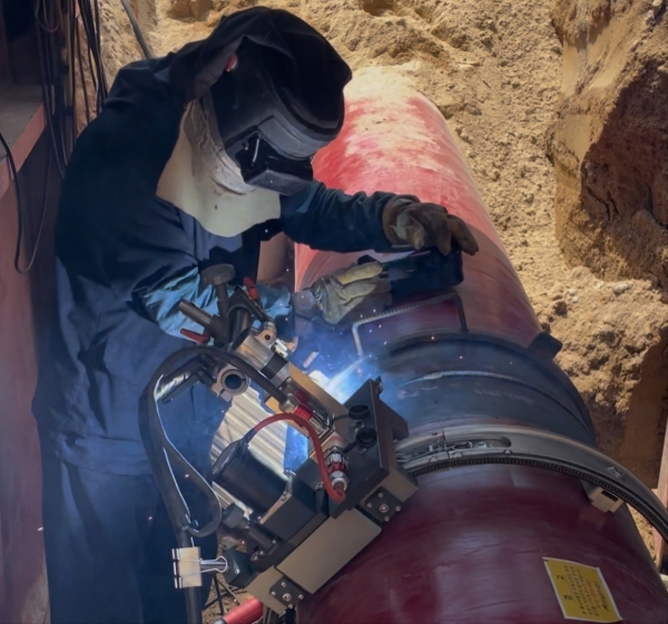 경북권 천연가스 배관 자동용접 시공 현장. (사진=가스공사)