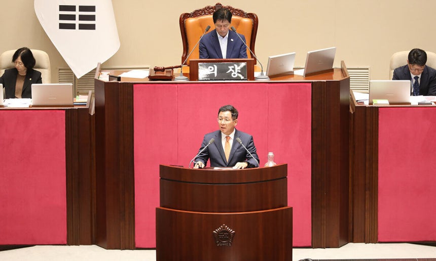 23일, 국회 본회의에서 이상휘 국회철강포럼 대표의원이 5분 자유발언을 하고 있다(의원실 제공)