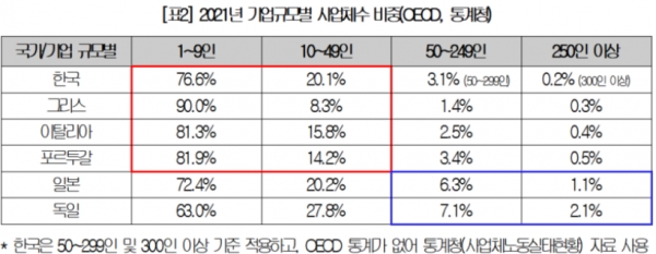 2021년 기업규모별 사업체수 비중. (출처=대한상공회의소)