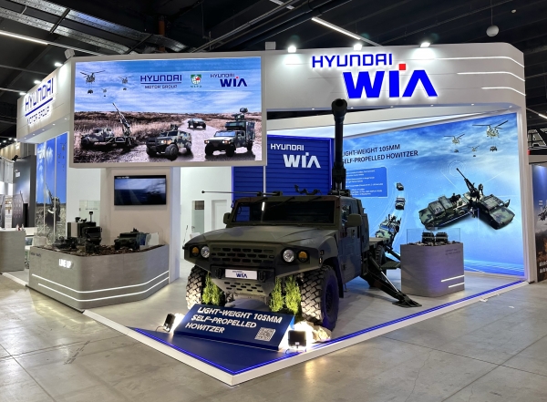 폴란드 키엘체에서 2일(현지시간) 개막한 방위산업 전시회 ‘MSPO 2025’에 참가한 현대위아의 전시장 모습. (사진=현대위아)