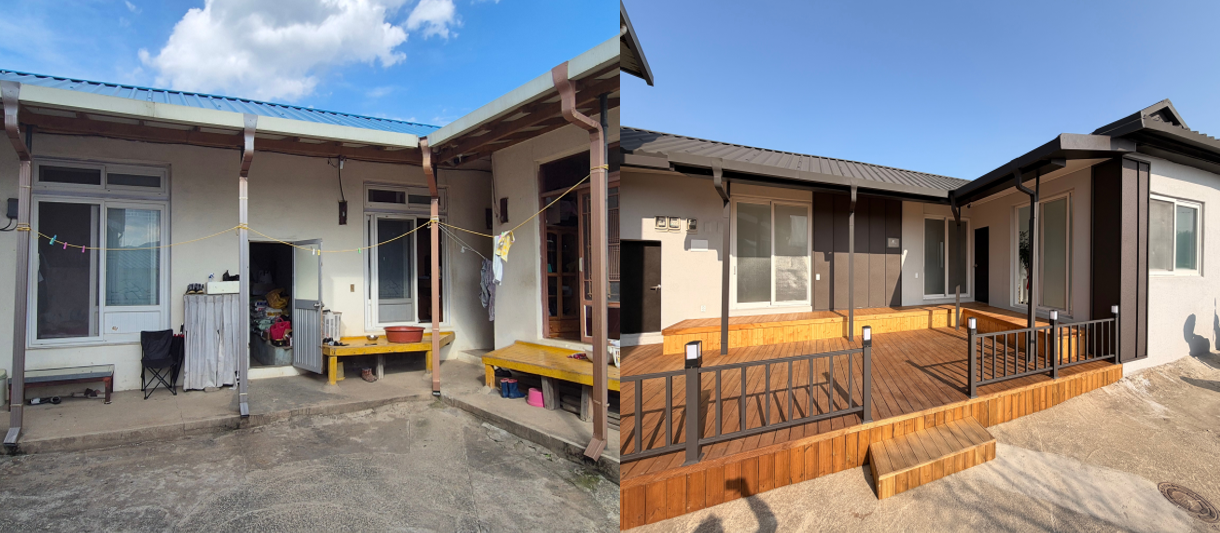 좌: 두꺼비하우스 3호점 시공 전/ 우: 두꺼비하우스 3호점 시공 후