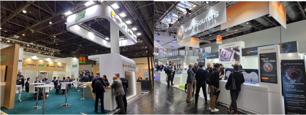 고려특수선재(좌)와 한화솔루션(우)의 ‘wire 2026’ 전시부스 전경. (사진=라인메쎄)