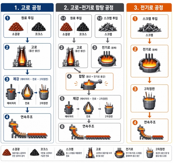 조강 생산 공정. 포스코